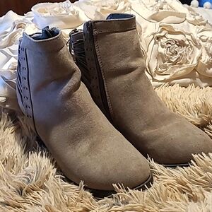 Grey vegan suede booties